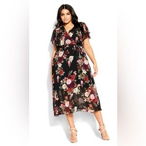 City Chic Black Paradise Floral Dress